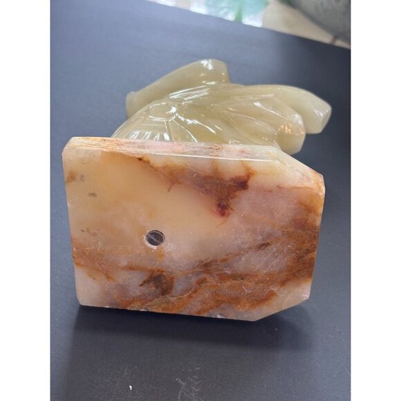 2 Carved Onyx Stone Marble Bookends Aztek Indian Chief Head w/Eagle Headdress - Picture 8 of 8